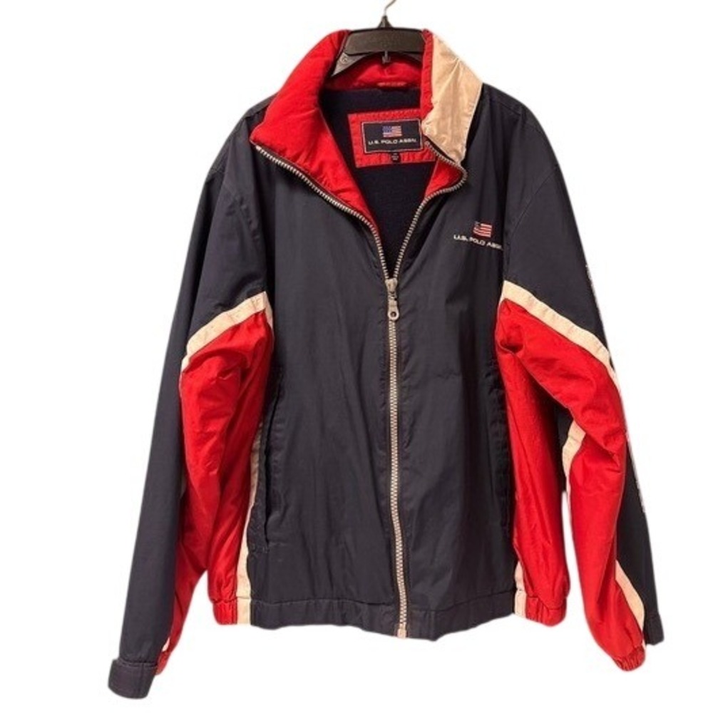 US Polo Assn Jacket Full Zip Red White Blue Windbreaker‎ Menswear